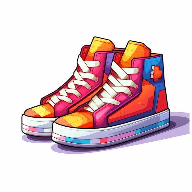 Foto ilustración de zapatillas de color de dibujos animados para arte y diseño