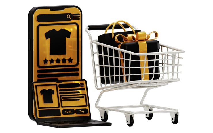 Foto ilustraciones 3d de la tienda de comercio electrónico de calidad premium
