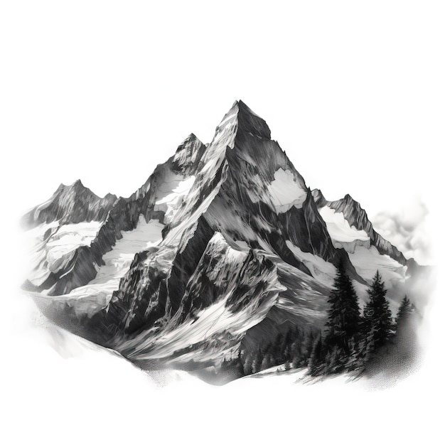 Ilustraciones abstractas de montaña imagen ai generada sobre fondo blanco