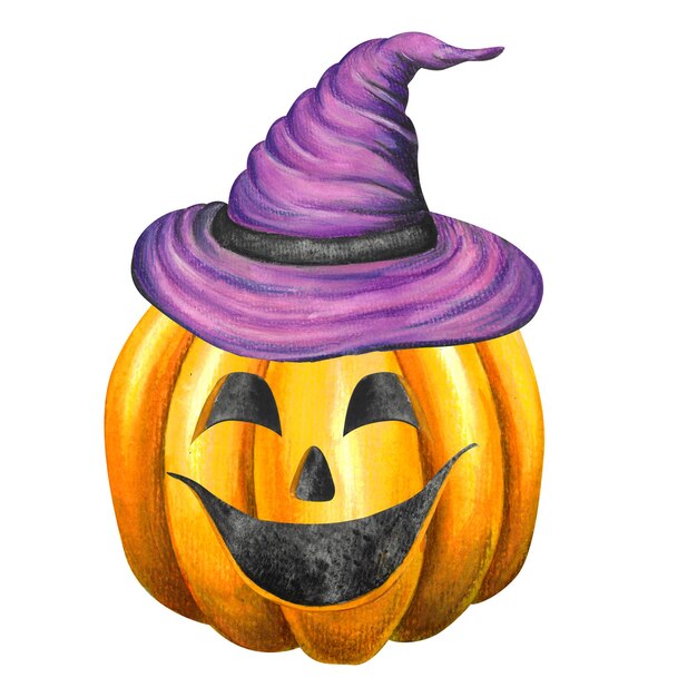 ilustraciones en acuarela con calabazas de otoño sin fondo para la celebración de Halloween