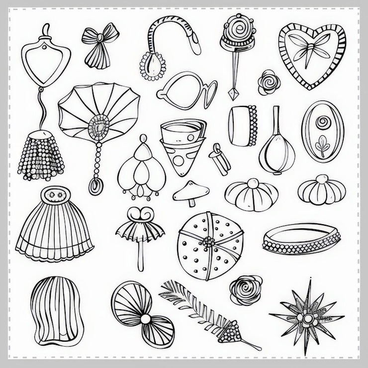 Foto ilustraciones de los años 50 motivos vintage clipart diseño simpático diseño vectorial diseño de libros de colorear contorno diseños en blanco y negro para broches y alfileres aislados en blanco estilizar 50