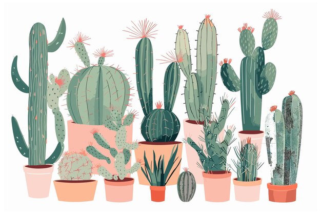 Ilustraciones de arte vectorial de cactus