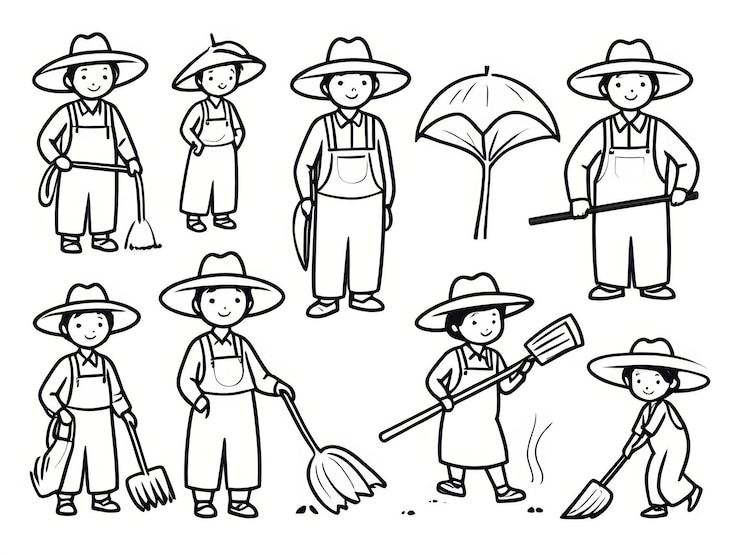 Foto ilustraciones bonitas de agricultores y jardineros