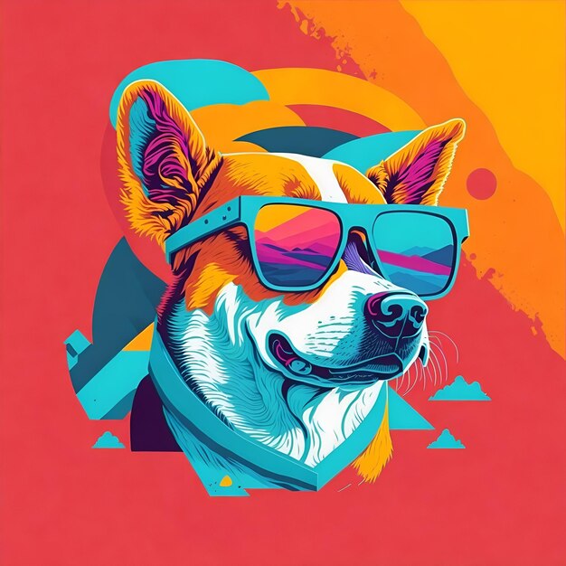 ilustraciones de camiseta diseño gráfico ilustración plana con perro