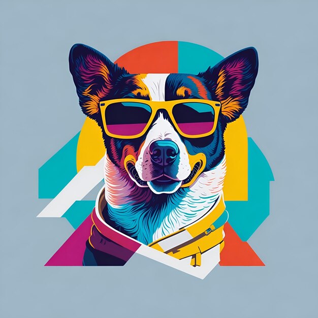 ilustraciones de camiseta diseño gráfico ilustración plana con perro