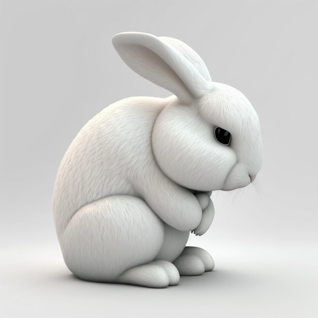 Ilustraciones de dibujos animados en 3d de conejo blanco
