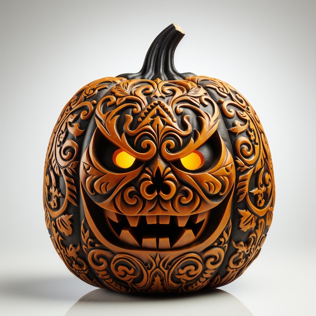 Ilustraciones de dibujos animados de Halloween con sonrisa de calabaza maléfica