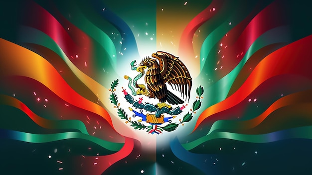 Ilustraciones e íconos de la bandera mexicana y la celebración de la festividad en el contexto de Mex