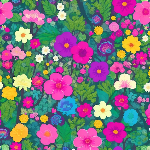 ilustraciones florales simples usando una paleta de colores Imagen de mosaico sin costuras generada por AI