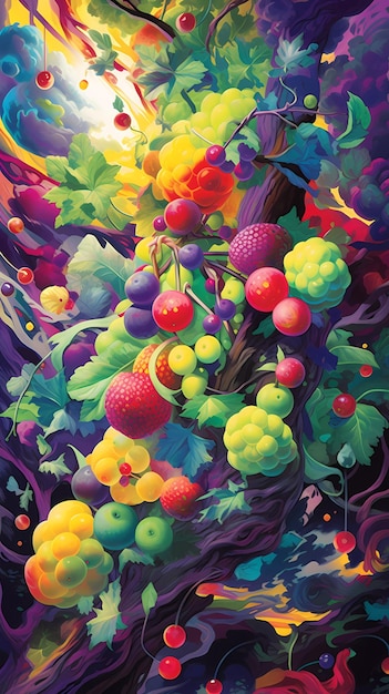 ilustraciones de frutas de colores