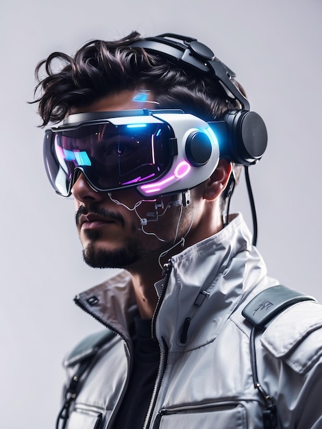 Foto ilustraciones de humanos que usan la realidad virtual sienten el futuro 3