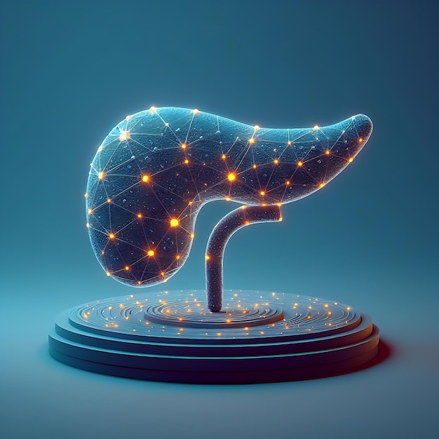 Ilustraciones de modelado de enfermedades pancreáticas en 3D con información médica para sesiones de fotos