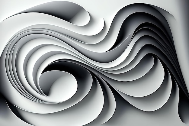 Ilustraciones onduladas abstractas en gris y blanco.