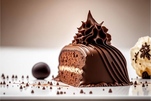 Ilustraciones de pastel de chocolate en un plato