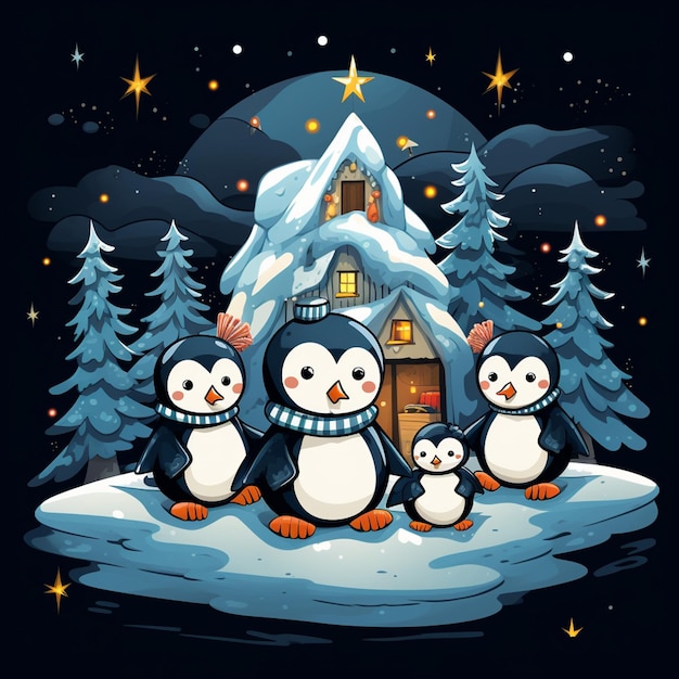 Ilustraciones de pingüinos lindos