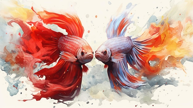 Ilustraciones de pintura conceptual de peces betta con Ai Generated