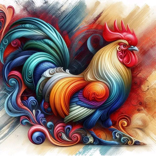 Foto ilustraciones de pollo en color diseño vectorial