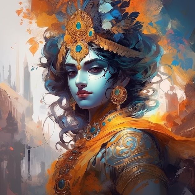 Ilustraciones del Señor Krishna Pintura del Señor Krishna Imágenes del Señor Krishna Ai Imágenes del Señor Krishna Ilustrador vectorial