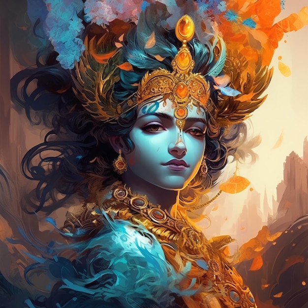 Ilustraciones del Señor Krishna Pintura del Señor Krishna Imágenes del Señor Krishna Ai Imágenes del Señor Krishna Ilustrador vectorial