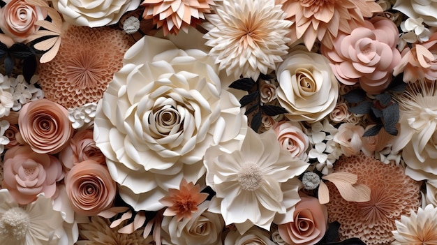 Ilustrações 3D abstratas de flores artísticas