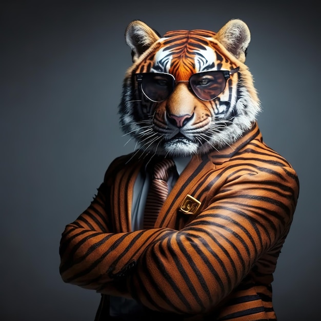 Ilustrações 3d de mascote animal de arte digital de um tigre em fundo isolado