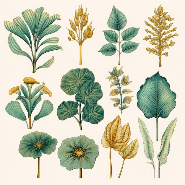 Foto ilustrações botânicas desenhadas à mão