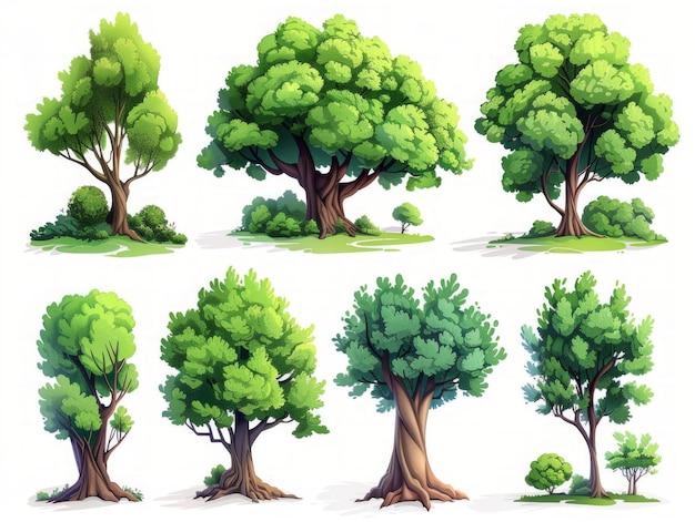 Ilustrações contemporâneas de árvores de Sheesham em fundo branco IA generativa