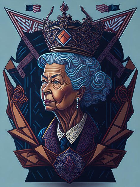 Ilustrações da isométrica da Rainha Elizabeth II