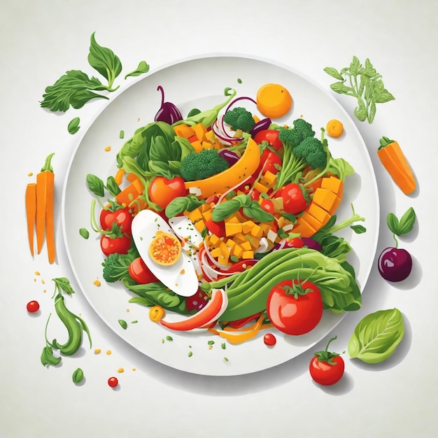Ilustrações de alimentos vegetarianos