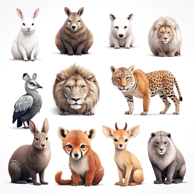 Ilustrações de animais com fundo branco