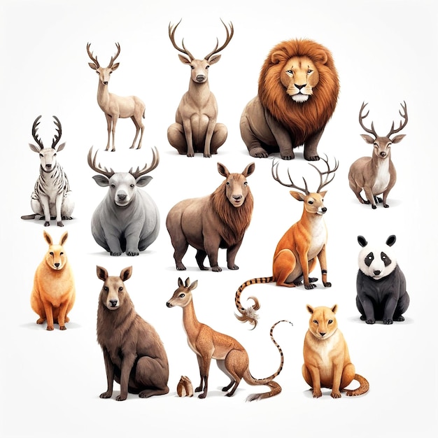 Ilustrações de animais com fundo branco