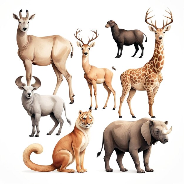 Ilustrações de animais com fundo branco