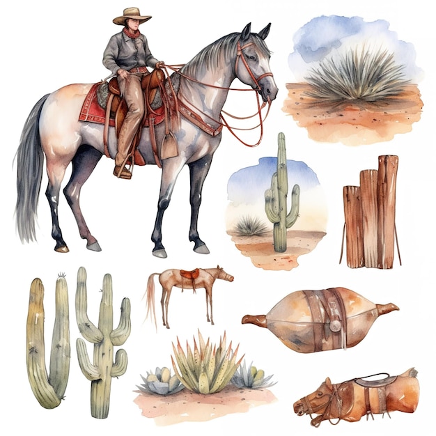 ilustrações de belas cowgirls boho