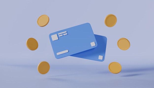 Ilustrações de cartões e moedas uma representação visual de ativos financeiros