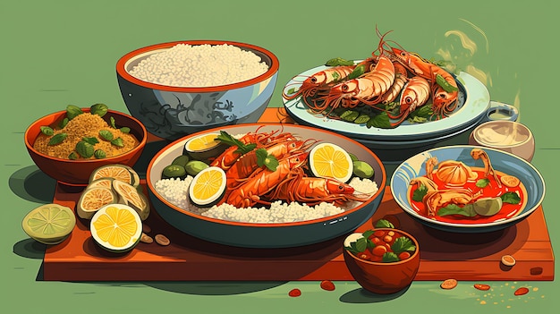 Ilustrações de deliciosa comida brasileira