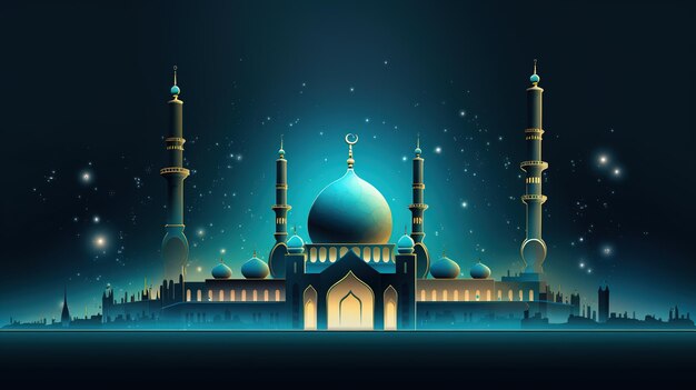 Ilustrações de desenhos animados em 3D de mesquitas e lanternas produzidas para o festival sagrado gerados por IA