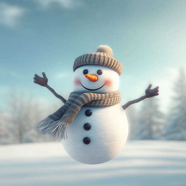 Foto ilustrações de homem de neve para um país das maravilhas de inverno alegre