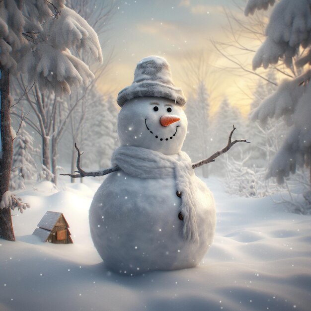 Ilustrações de Homem de Neve para um País das Maravilhas de Inverno Alegre