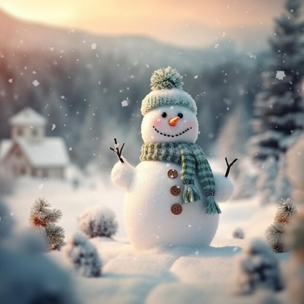 Ilustrações de Homem de Neve para um País das Maravilhas de Inverno Alegre