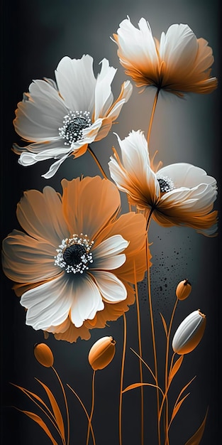 Ilustrações de IA digital de panorama abstrato de flores lindas e luxuosas