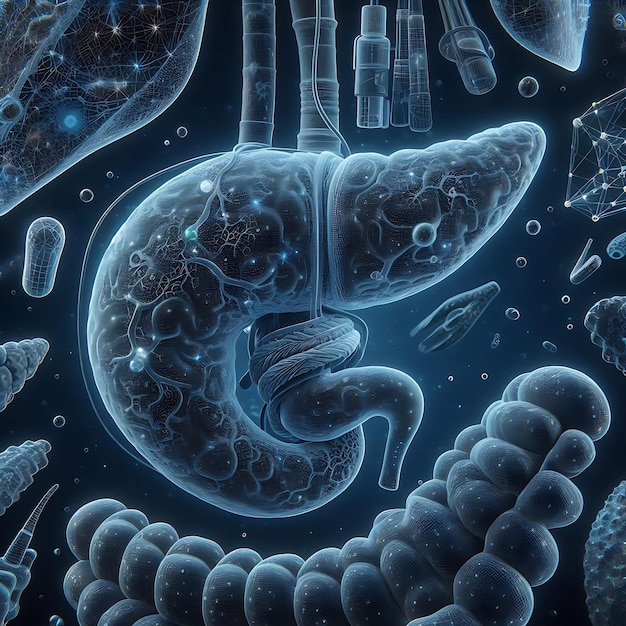 Foto ilustrações de modelagem de doença pancreática em 3d com insights de sessão de fotos médicas