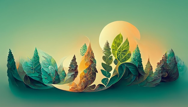 Ilustrações de natureza bonita de cabeça para baixo ou de dentro para fora