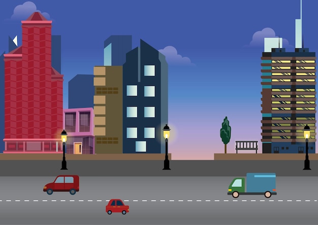 Ilustrações de paisagens vetoriais planas