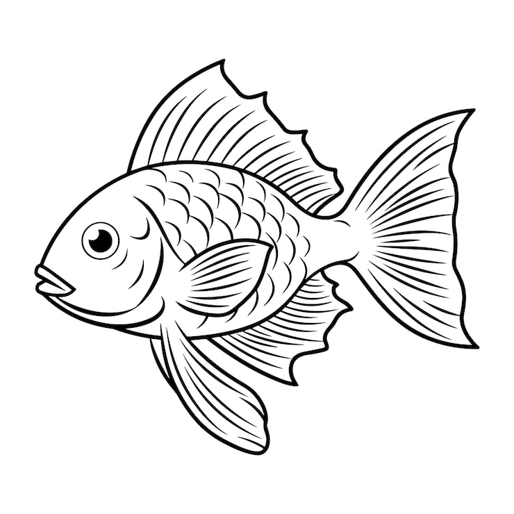 Foto ilustrações de peixes coloridos livro de colorir artístico para crianças