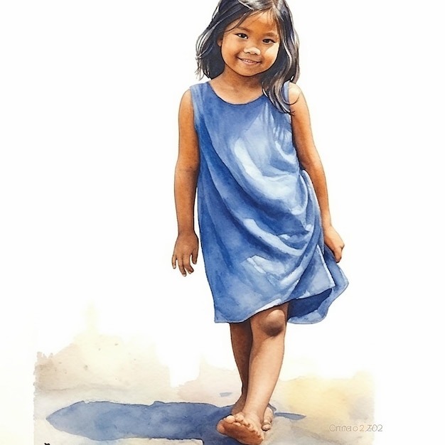 Ilustrações de uma menina asiática experimentando uma infância alegre na natureza
