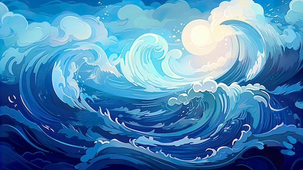 Ilustrações ondas azuis claras coloridas Gerar Ai