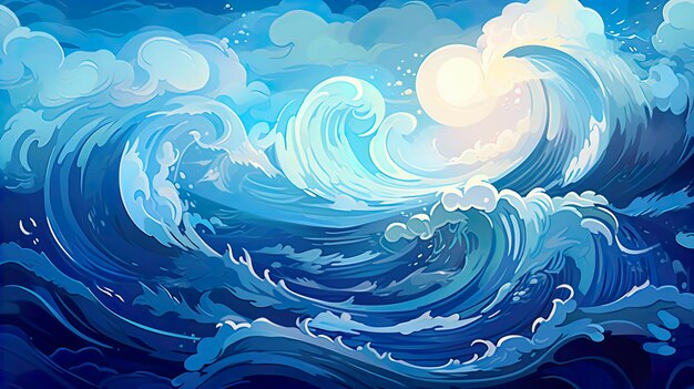 Ilustrações ondas azuis claras coloridas Gerar Ai