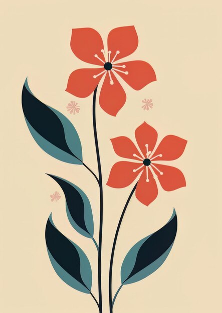 ilustrações vetoriais de flores abstratas com folhas