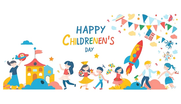 Ilustrações vetoriais mestras para celebrações do Dia das Crianças