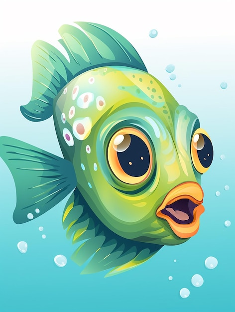 Ilustrador 3D animado de peces dorados.